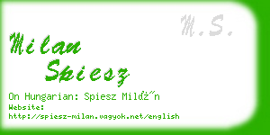 milan spiesz business card